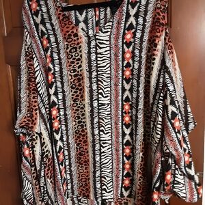 Ashley Stewart Animal Print and Striped Blouse Size 26/28W